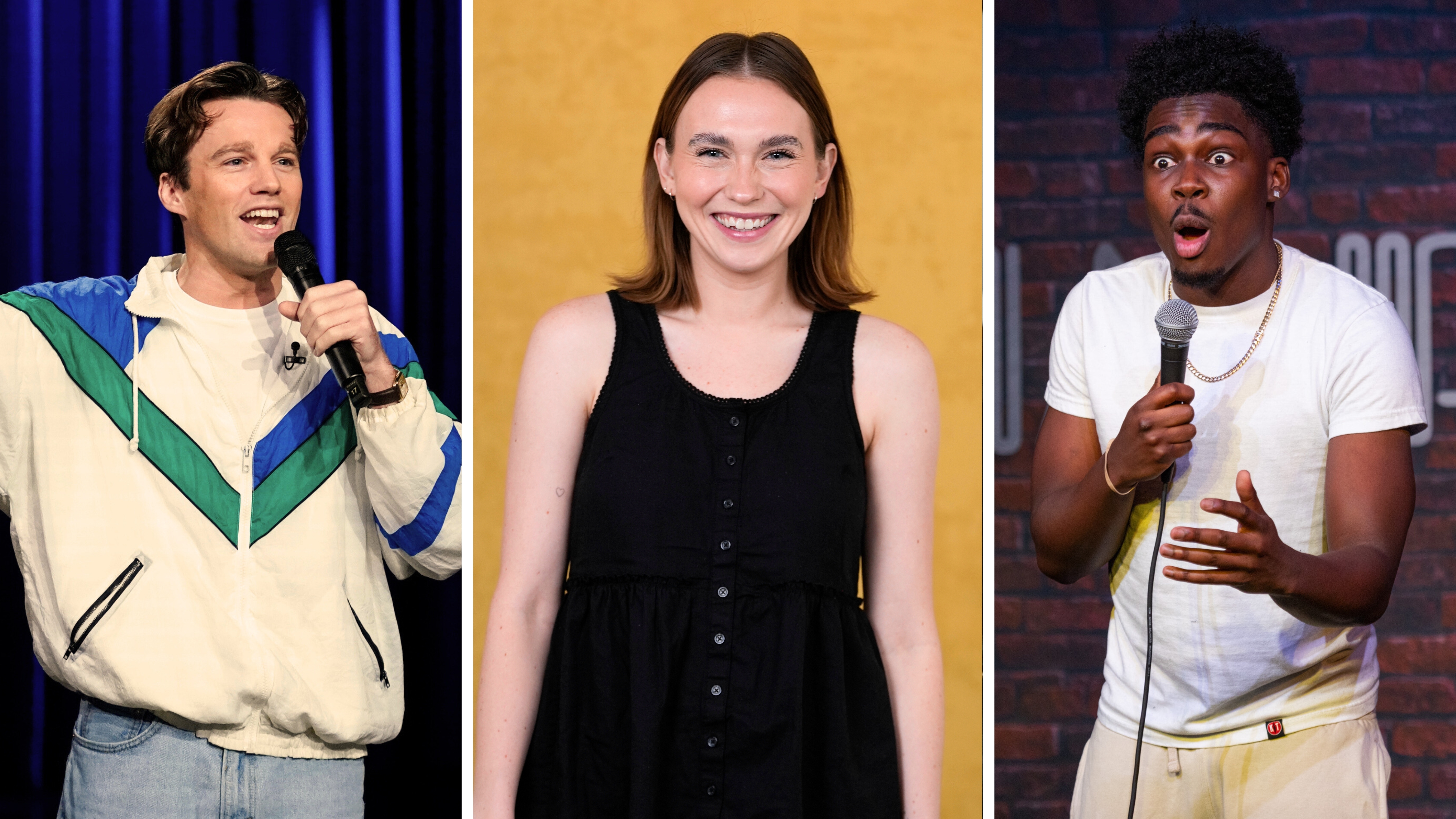 From left to right: Tommy Brennan, Veronika Slowikowska and Kam Patterson are among the new cast members joining <em>Saturday Night Live</em> ahead of its 51st season.